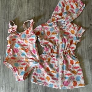 Eddie Bauer Seashell Print Swimsuit Set 18 months